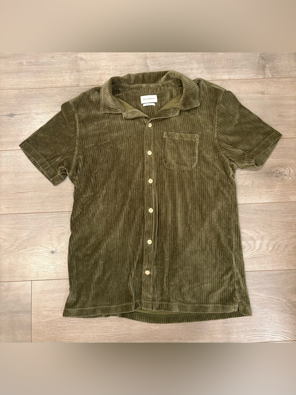 Oliver Spencer Riviera Corduroy Polo Shirt Men’s XL Resort Green